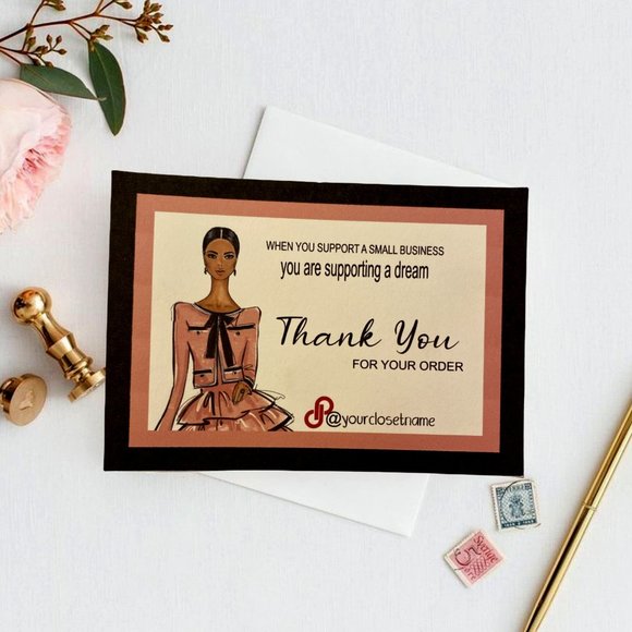 Thank You Cards, Business Card, American Afro Woman Customer Order - Picture 1 of 10